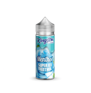 A 100ml bottle of Kingston Menthol - Super Ice Nicotine Free E Liquid VAPE Juice with a label showing the product name and a blue and white color scheme.